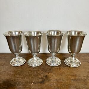 Vintage Pewter Goblets, Set of 4 | Bud Vases